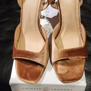 Chinese Laundry Tan Velvet Heels